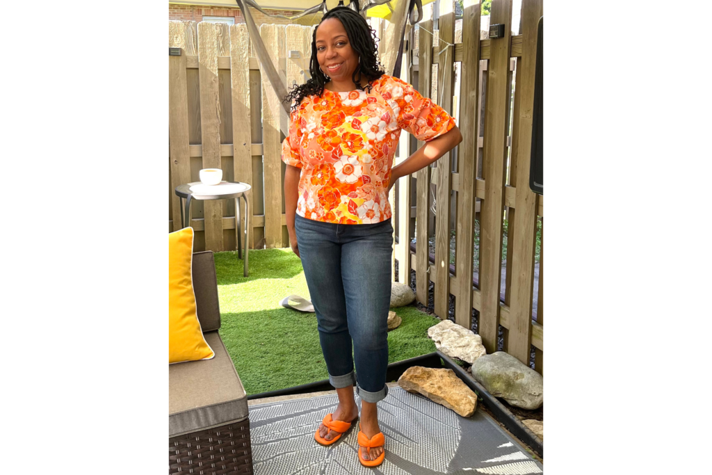 orange floral top