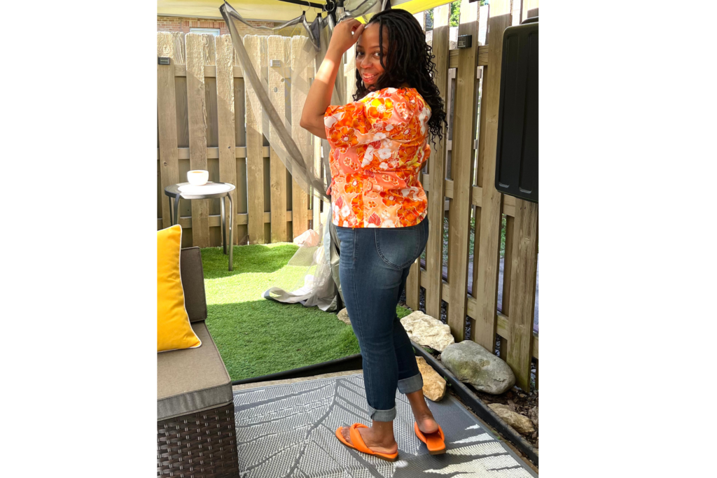 orange floral top