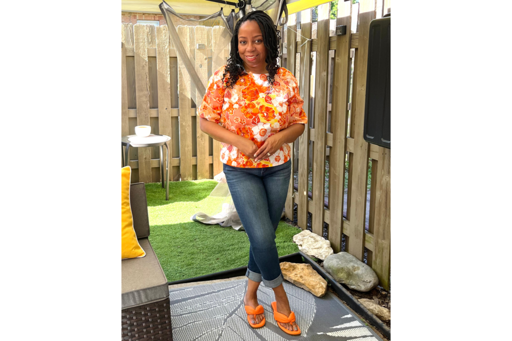 orange floral top