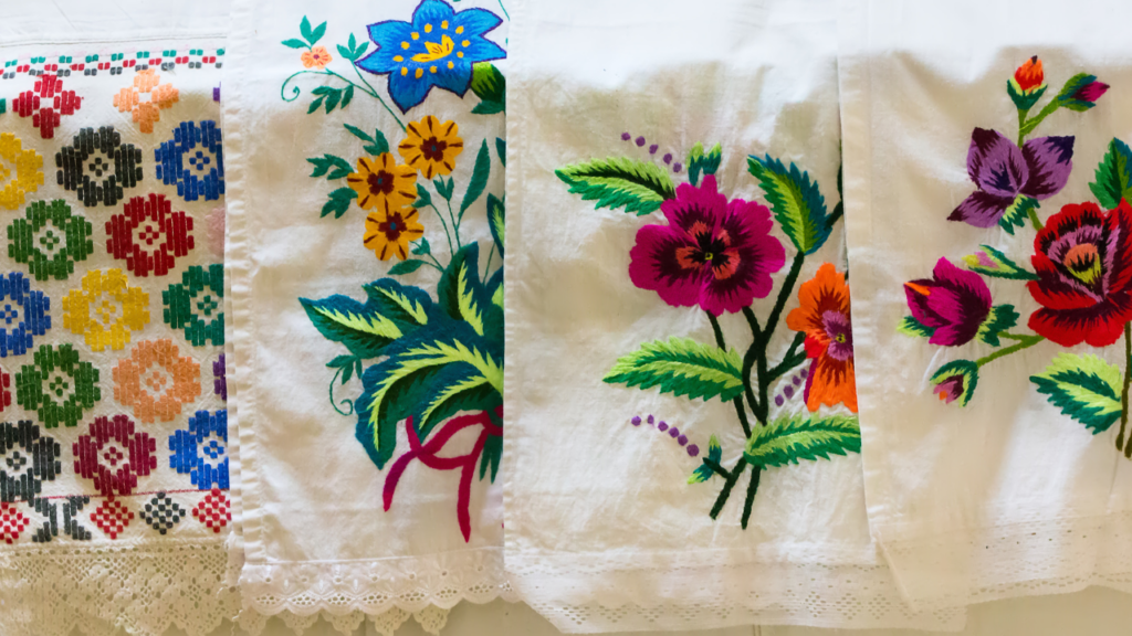 embroidered tea towels